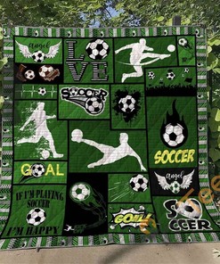 Personalized Soccer Quilt And Pillowcase Bedding Set