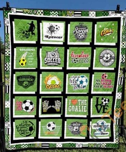 Personalized Soccer Theme Quilt Blanket Bedding Set with 2 Pillowcases
