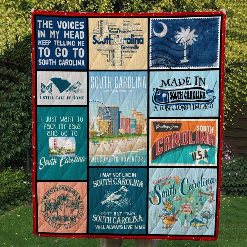 Personalized South Carolina Themed Quilt Blanket Bedding Set for Home Decor