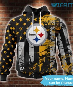 Personalized Steelers Hoodie 3D USA Flag Logo Pittsburgh Steelers Gift