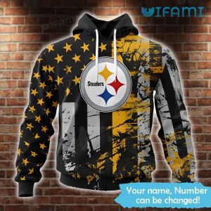 Personalized Steelers Hoodie 3D USA Flag Logo Pittsburgh Steelers Gift - Image 2