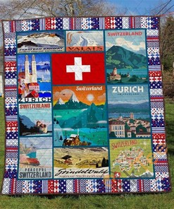 Personalized Switzerland Quilt And Pillowcase Bedding Set