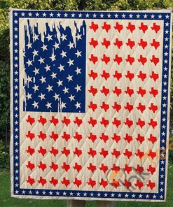Personalized Texas Map Quilt Blanket Bedding Set with 2 Pillowcases