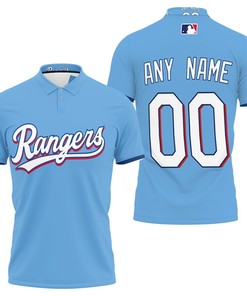 Personalized Texas Rangers 00 Any Name 2020 Mlb Team Light Blue Jersey Inspired Style 3D All Over Print Polo Shirt