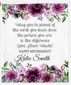 Personalized Text Blanket Happy Retirement Family Gift Sherpa Fleece Blanket Gifts for Family, for Couple