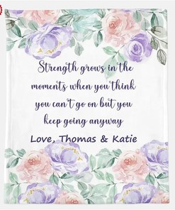 Personalized Text Blanket Strength Grows In The Moments Family Gift Sherpa Fleece Blanket Gifts for Family, for Couple