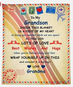 Personalized To My Grandson Sherpa Fleece Blanket Gifts for Family, for Couple