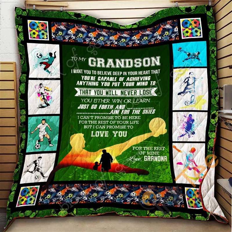 Personalized To My Grandson Soccer Quilt Blanket Bedding Set
