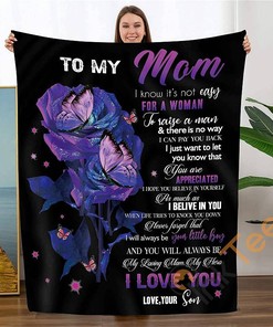 Personalized To My Mom Gift From Son Birthdays Soft Throw Sherpa Fleece Blanket