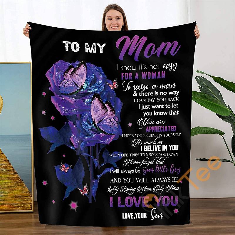 Personalized To My Mom Gift From Son Birthdays Soft Throw Sherpa Fleece Blanket