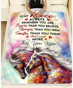 Personalized To My Niece Horse Fleece Blanket Remember You Are Loved More Than You Know Great Customized