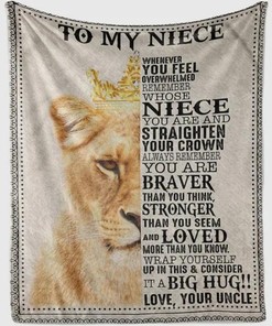 Personalized To My Niece Lion Fleece Blanket From Uncle You Are Loved More Than You Know Great For Birthday Christmas Thanksgiving