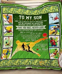Personalized To My Son Soccer Quilt Blanket Bedding Set