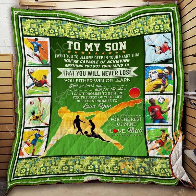 Personalized To My Son Soccer Quilt Blanket Bedding Set