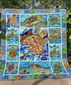 Personalized Turtle Hm180714 Quilt Blanket Bedding Set with 2 Pillowcases