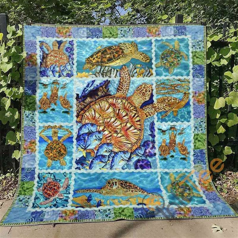 Personalized Turtle Hm180714 Quilt Blanket Bedding Set with 2 Pillowcases