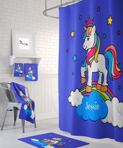 Personalized Unicorn Shower Curtain Funny Gift
