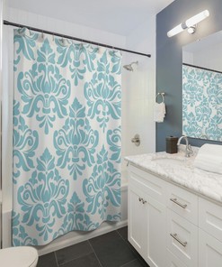 Personalized Vintage Damask Print Shower Curtain, Fancy Shower Curtain, Abstract Baroque Shower Curtain, Vintage Bath Decor