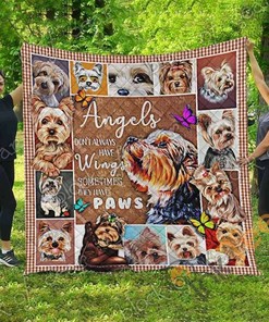 Personalized Yorkie Angel Quilt Blanket Bedding Set with 2 Pillowcases