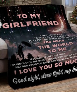 Personalzied To My Girlfriend You Mean The World To Me Blanket Girlfriend Couple Family