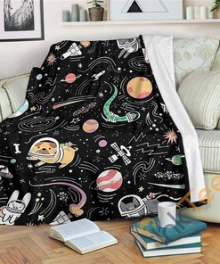 Pet Space Sherpa Fleece Blanket Gifts for Family, for Couple