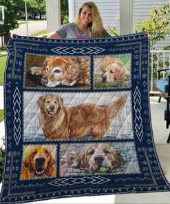 Pets Dog Golden Retrieve Quilt Blanket