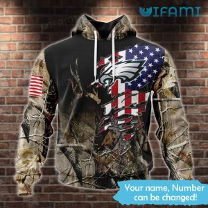 Philadelphia Eagles Army Hoodie 3D Camo USA Flag Personalized Philadelphia Eagles Gift - Image 2