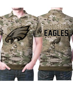 Philadelphia Eagles Camouflage Veteran American Flag 3D All Over Print Polo Shirt