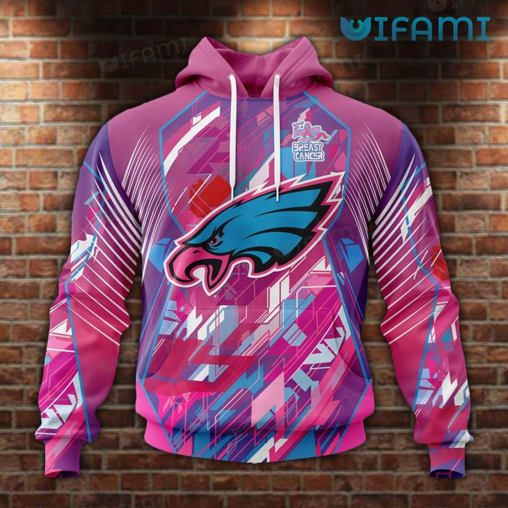 Philadelphia Eagles Hoodie 3D Breast Cancer Support Philadelphia Eagles Gift For Her