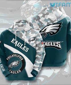 Philadelphia Eagles Hoodie 3D Camo Pattern Blue Mix Logo Philadelphia Eagles Gift