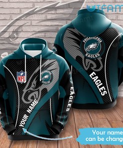 Philadelphia Eagles Hoodie 3D Custom Name Black Green Philadelphia Eagles Gift