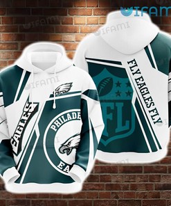 Philadelphia Eagles Hoodie 3D NLF Logo White Kelly Green Philadelphia Eagles Gift