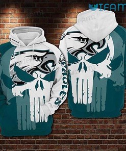 Philadelphia Eagles Hoodie 3D Punisher Skull Blue White Philadelphia Eagles Gift