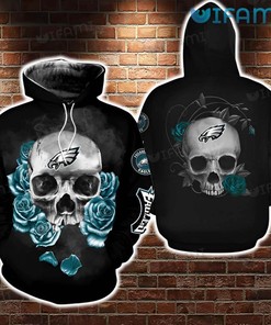 Philadelphia Eagles Hoodie 3D Skeleton Roses Black Unique Philadelphia Eagles Gift