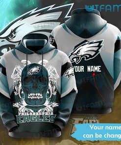 Philadelphia Eagles Hoodie 3D Skull Custom Name Philadelphia Eagles Gift