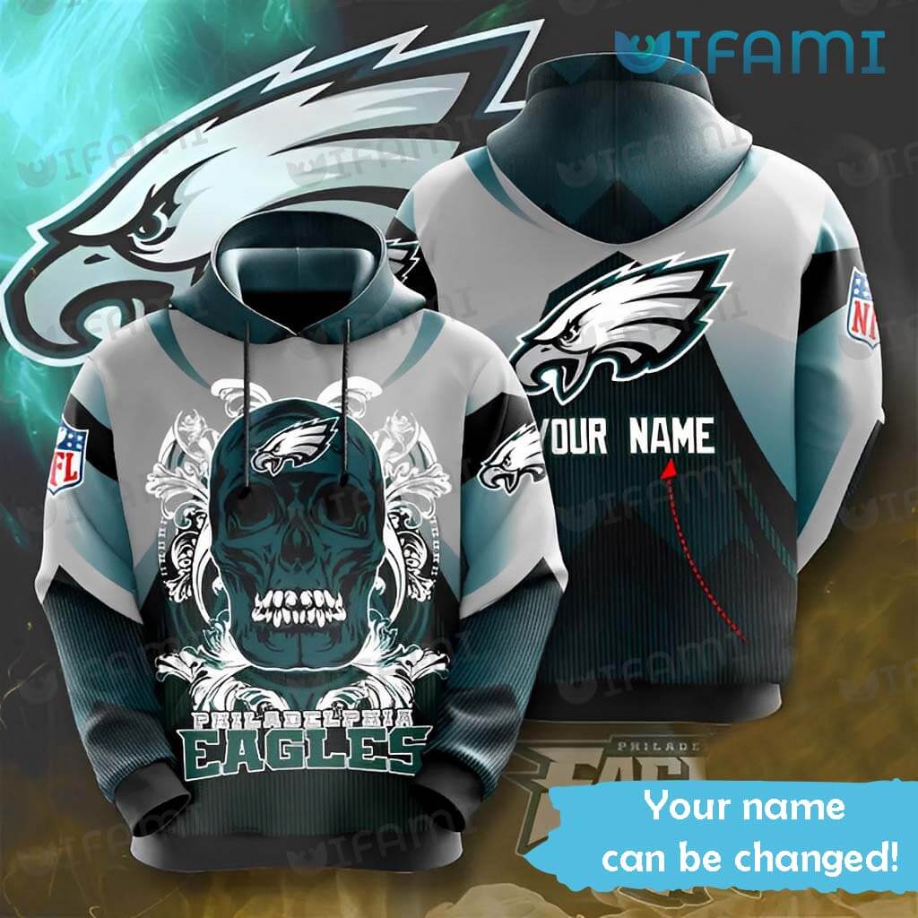Philadelphia Eagles Hoodie 3D Skull Custom Name Philadelphia Eagles Gift