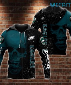 Philadelphia Eagles Hoodie 3D Skull Galaxy Background Logo Philadelphia Eagles Gift