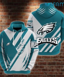 Philadelphia Eagles Hoodie 3D Stripe Pattern Blue White Logo Philadelphia Eagles Gift