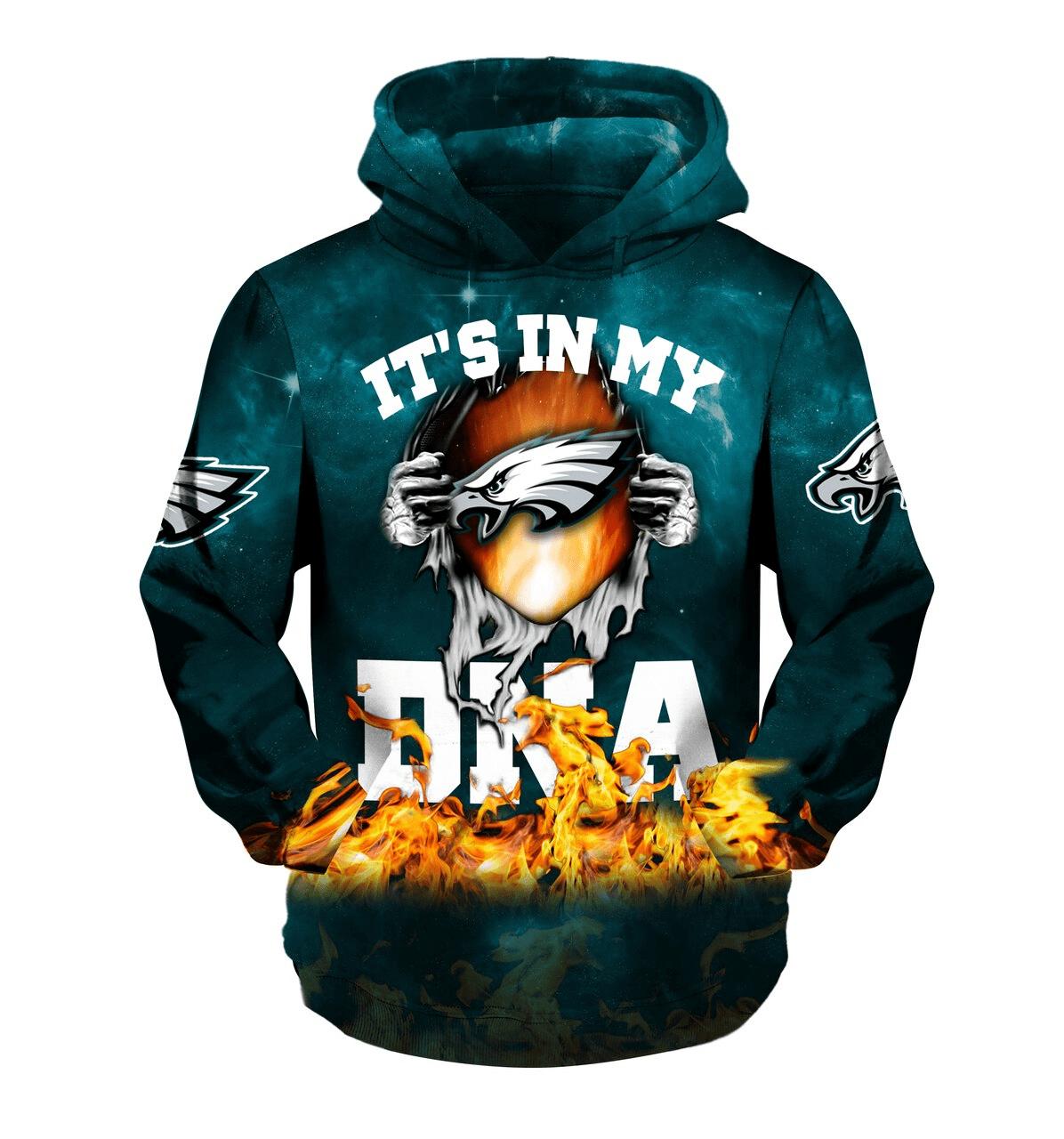 Philadelphia Eagles Hoodie 3D With Quote In My Dna Gifts for Fans