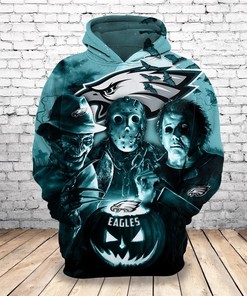 Philadelphia Eagles Hoodie Hoodie 3D Horror Night Halloween Pullover Nfl
