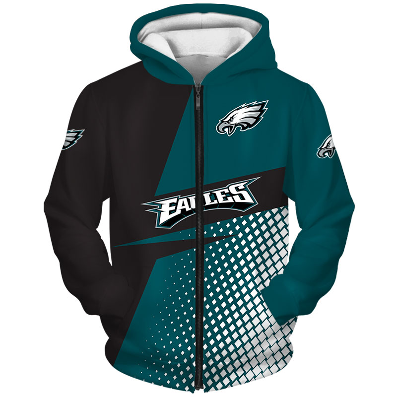 Philadelphia Eagles Hoodie Long Sleeve Zip Hoodie for Fan
