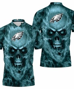 Philadelphia Eagles Nfl Fans Skull 3D All Over Print Polo Shirt