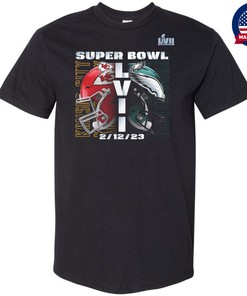 Philadelphia Eagles Vs Kansas City Chiefs Super Bowl 57 Black T-Shirt For Fan