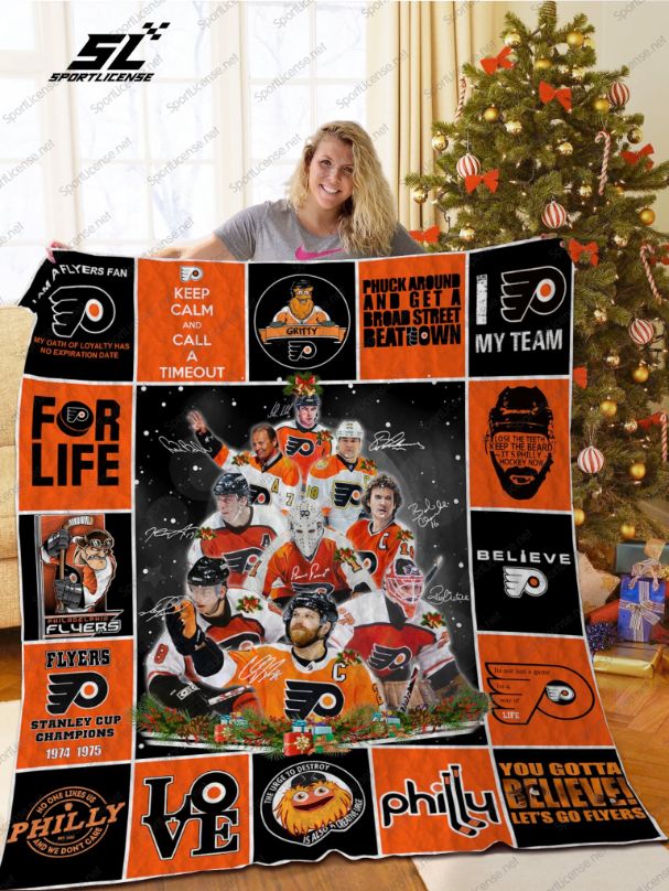 Philadelphia Flyers For Life Christmas Quilt Blanket Bedding Set