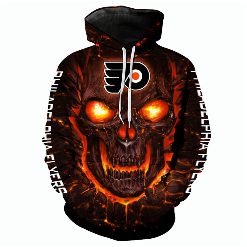 Philadelphia Flyers Halloween Hoodie 3D Skulls Pullover Nhl