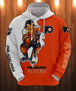 Philadelphia Flyers Hoodie 3D Zip Hoodie 3D Cartoon Graphic Zip Hoodie for Fan