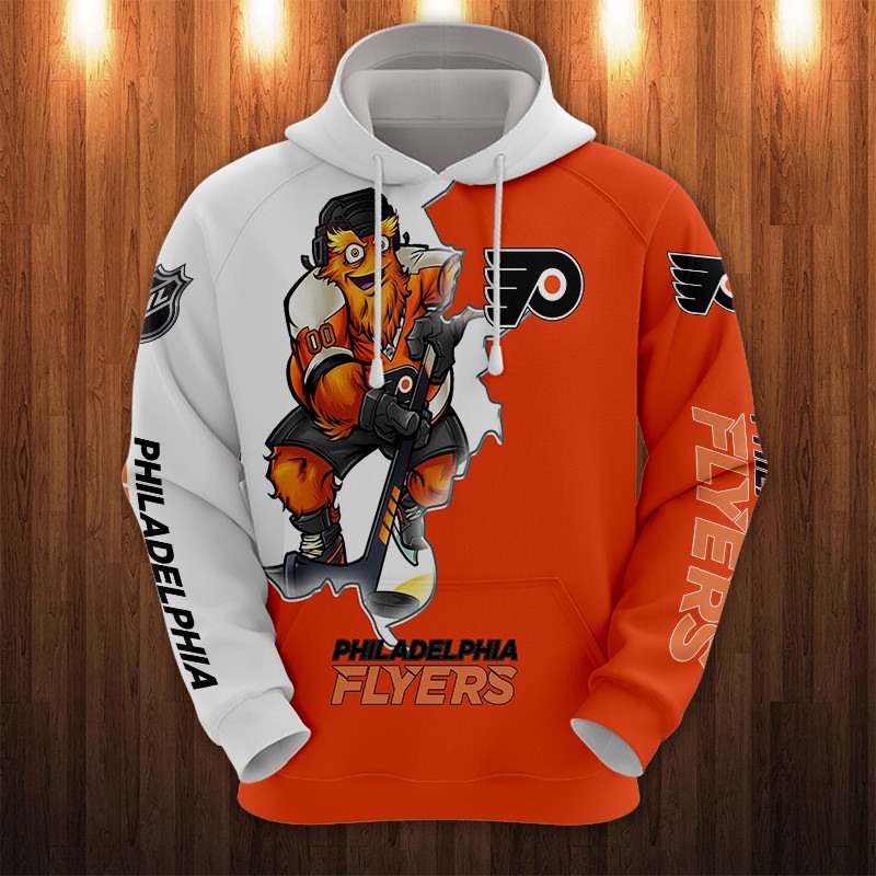 Philadelphia Flyers Hoodie 3D Zip Hoodie 3D Cartoon Graphic Zip Hoodie for Fan
