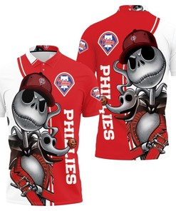 Philadelphia Phillies Jack Skellington And Zero 3D All Over Print Polo Shirt
