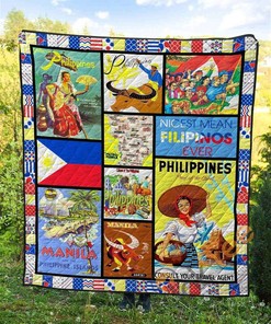 Philippines Flag Inspired Personalized Quilt Blanket Bedding Set.