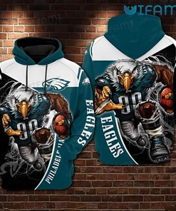Philly Eagles Hoodie 3D Mascot Holding Football Philadelphia Eagles Gift